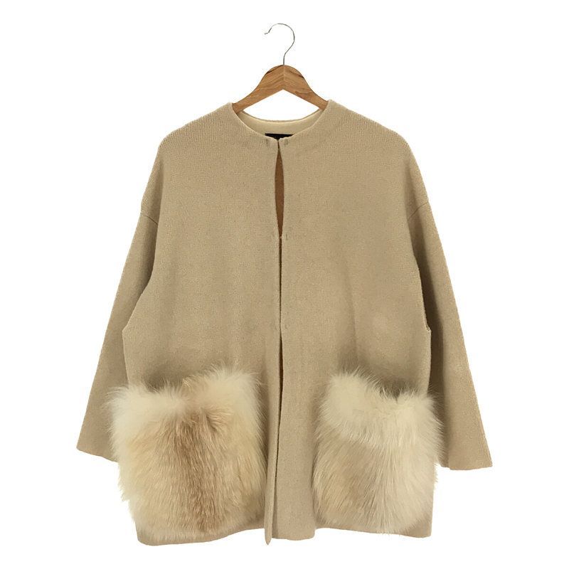 美品】Drawer ドゥロワー フォックスファーポケット カシミヤコート