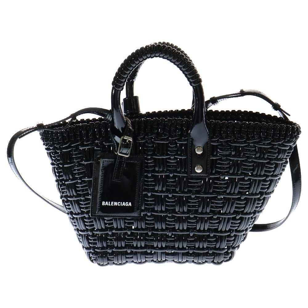 BALENCIAGA バレンシアガ BISTRO BASKET 2WAY ビストロ バスケット エナメル ショルダー ハンドバッグ ブラック 671342