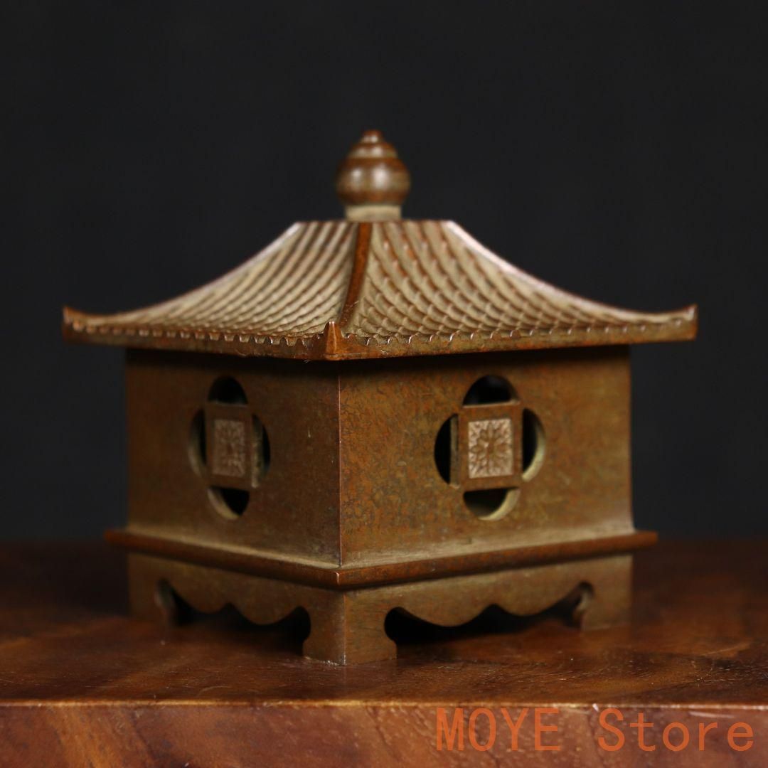 銅製 六角炉 香炉 茶道 書房香炉 香道具 装飾品 工芸品 置物zw0829