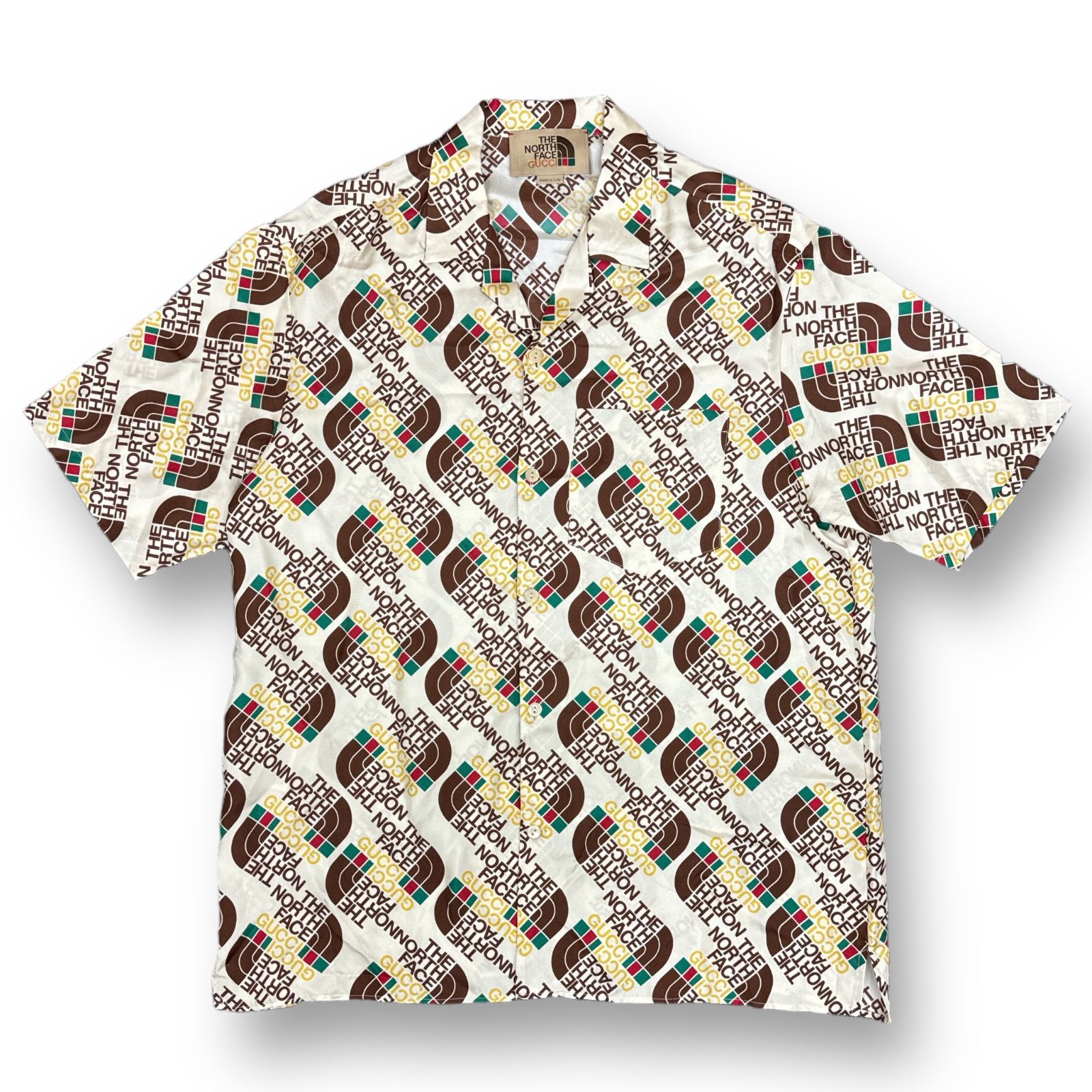 国内正規 GUCCI×THE NORTH FACE 21SS ロゴ総柄シルクシャツ 半袖