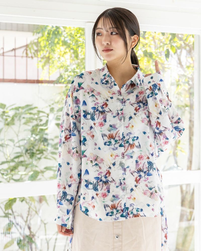 スカラー151604：蝶ネコ総柄チュニックシャツ - メルカリ
