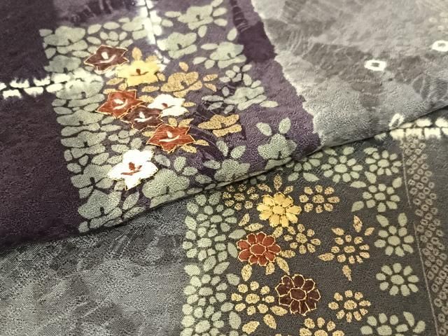 【訪問着】 刺繍・絞り・道長破れ色紙草花文・金彩・正絹❣️ 逸品✨No.1306 訪問着】 刺繍・絞り・道長破れ色紙草花文・金彩・正絹❣️ 逸品