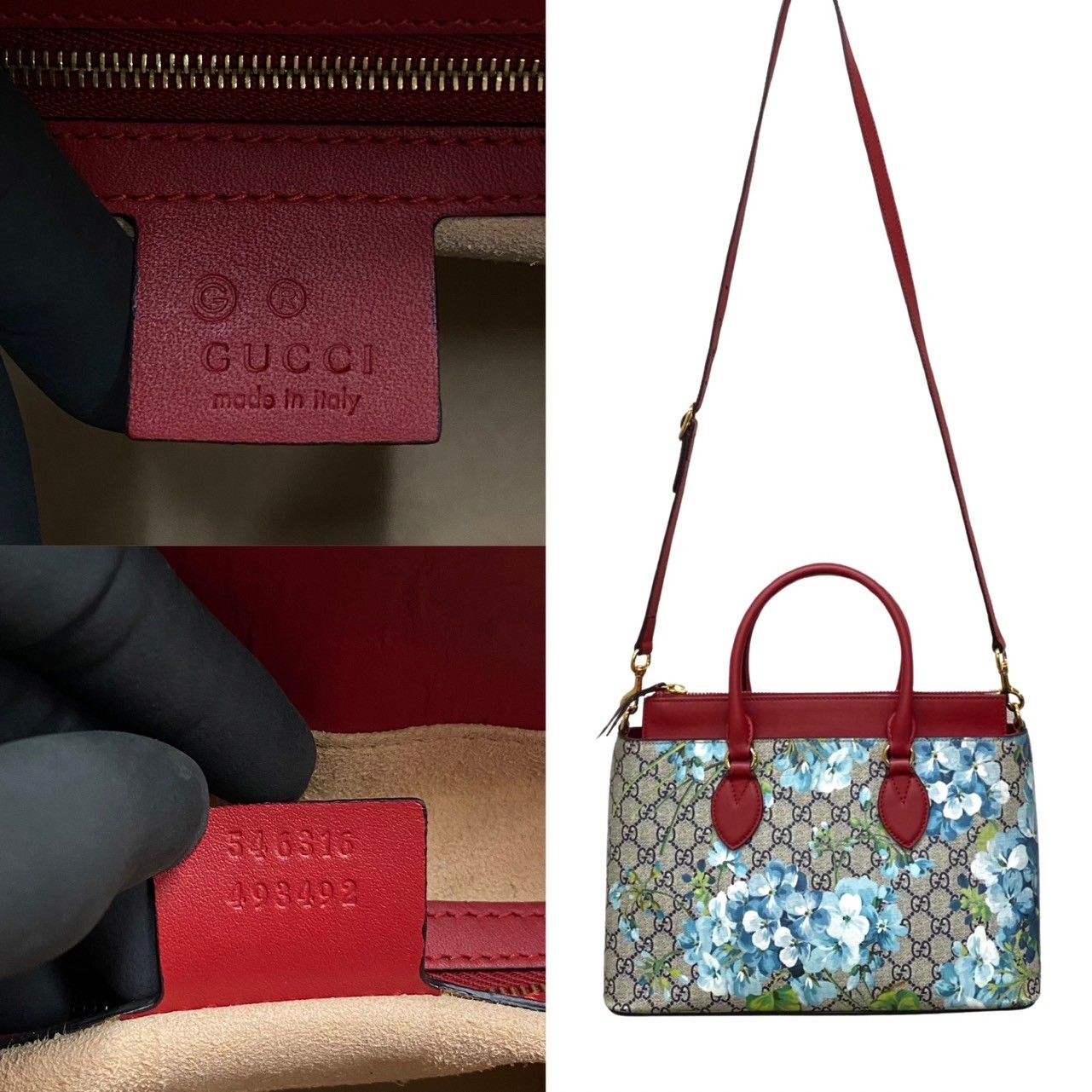 未使用保管品 GUCCI グッチ GG ブルームス ロゴ 花柄 レザー 2way 