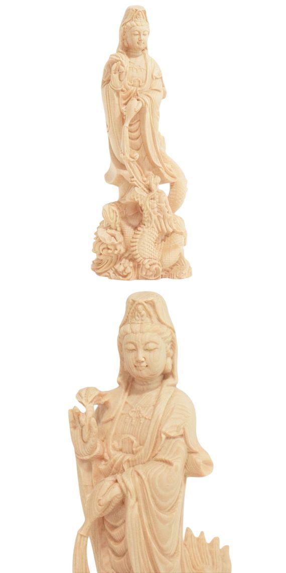 仏教美術 米林菊彫人作 木彫 聖観世音菩薩像 仏像 共箱