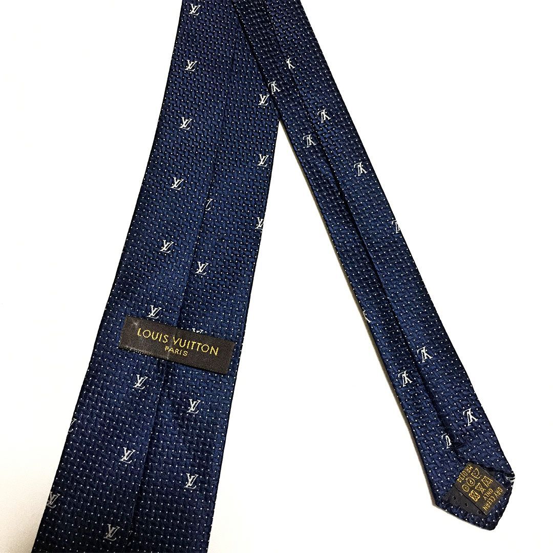 美品 ルイヴィトン Louis Vuitton ネクタイ シルク100% ネイビー