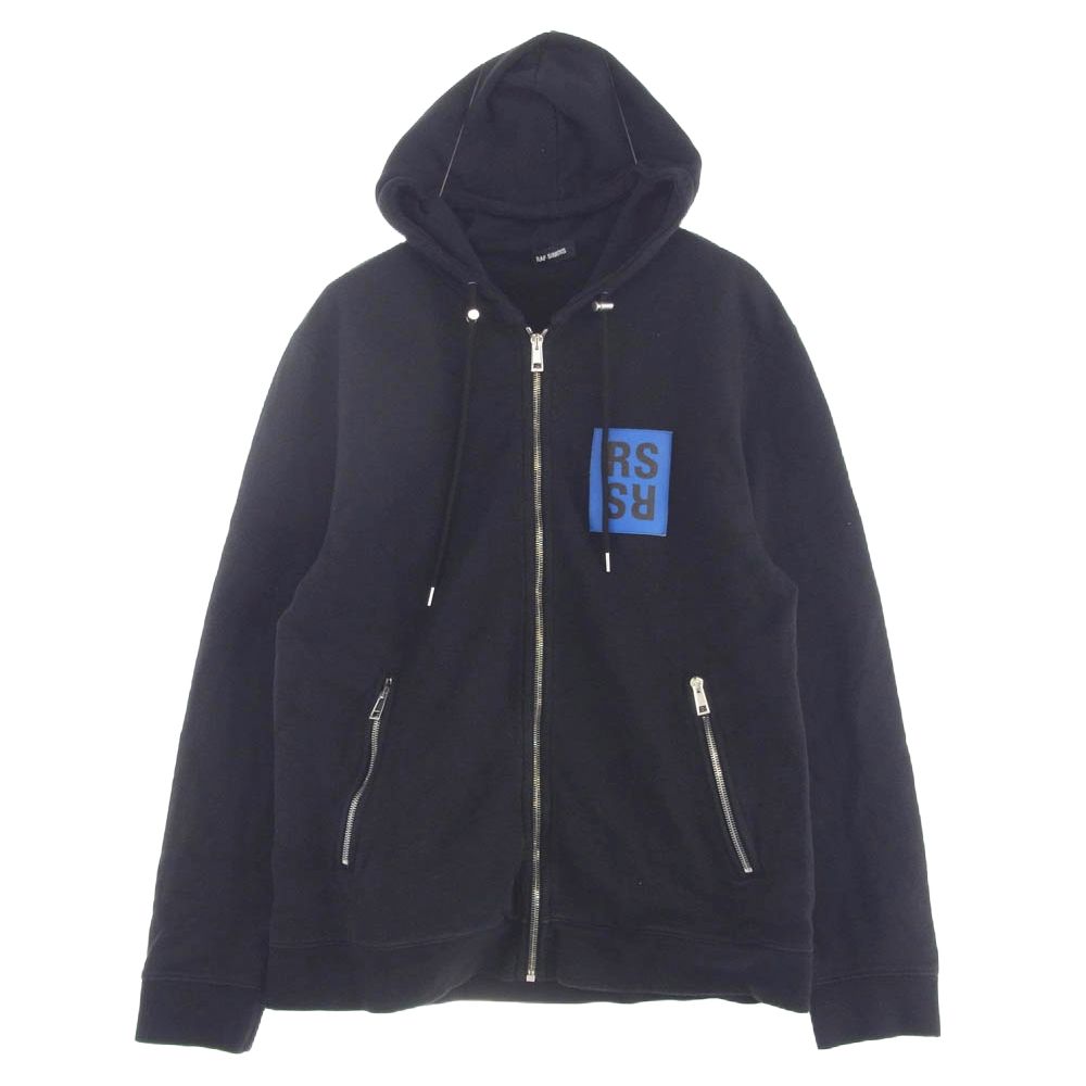 RAF SIMONS ラフシモンズ 15AW 152-182 robot hand hoodie バックプリント RSパッチ付き ジップアップ スウェット パーカー ブラック系 M【中古】