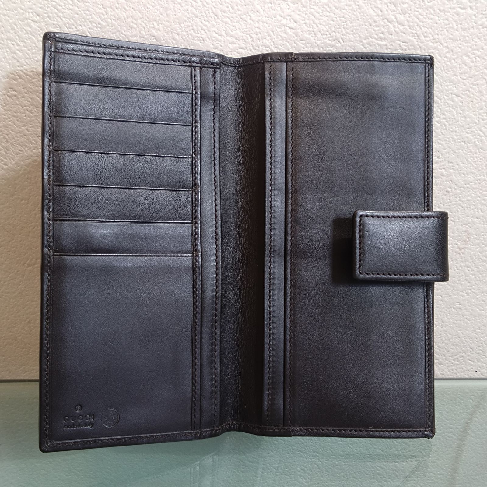 グッチ 長財布 Wホック 財布 メンズ 143389 グッチシマ GUCCI 中古 グッチ Wホック長財布 143389 ブラック レザー 中古 ロング