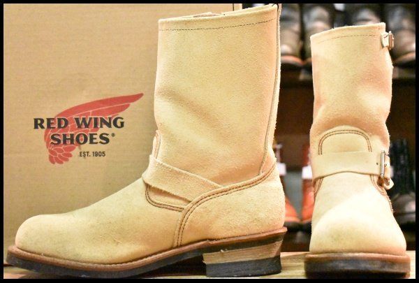 10D 11年 レッドウィング 8268 スエード エンジニア ホーソーンアビレーンラフアウト ベージュ ブーツ redwing HOPESMORE FI426