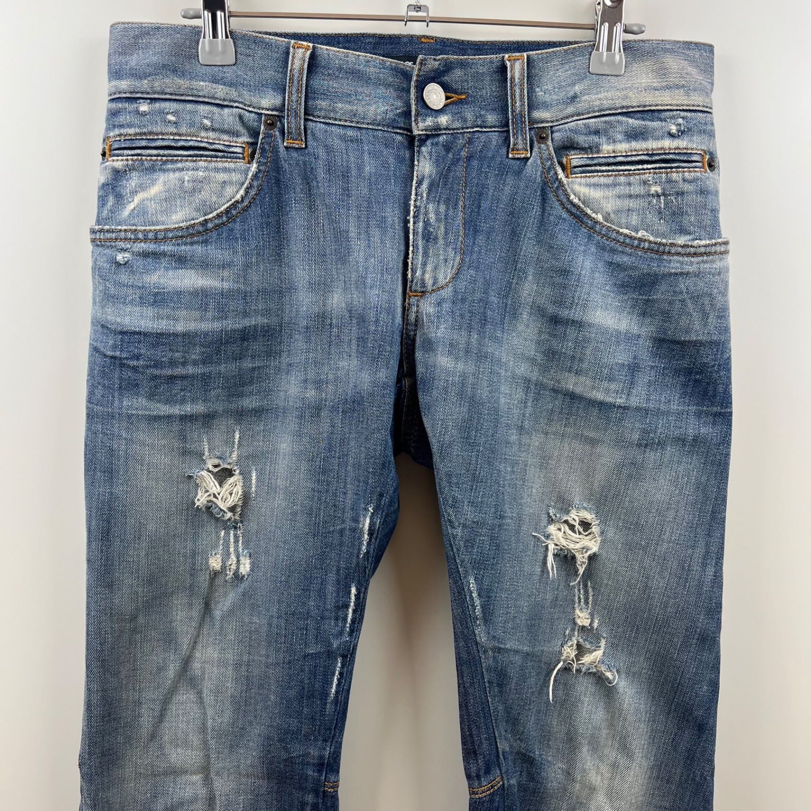 DOLCE&GABBANA D&G archive 14 GOLD damaged denim pants 44