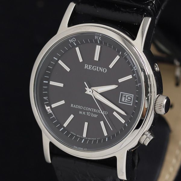 稼働 シチズン レグノ H415-R004727 電波ソーラー 黒文字盤 デイト