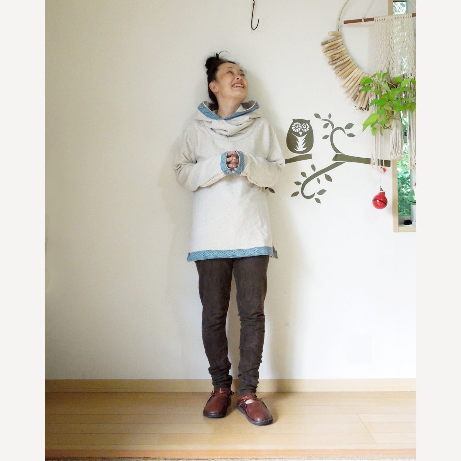 asana ヘンプコットン スウェット レギンス○草木染めマンゴーインディゴ