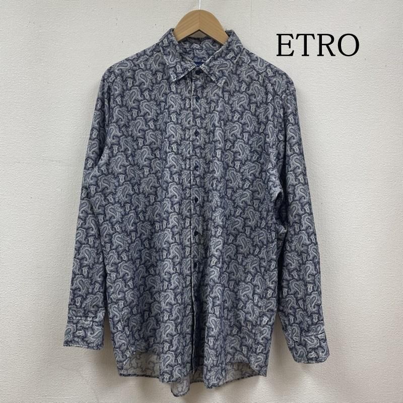 ETRO ブラックペイズリー柄入り長袖シャツ 46 ETRO エトロ 綿100％ ペイズリー柄 長袖 シャツ メンズ