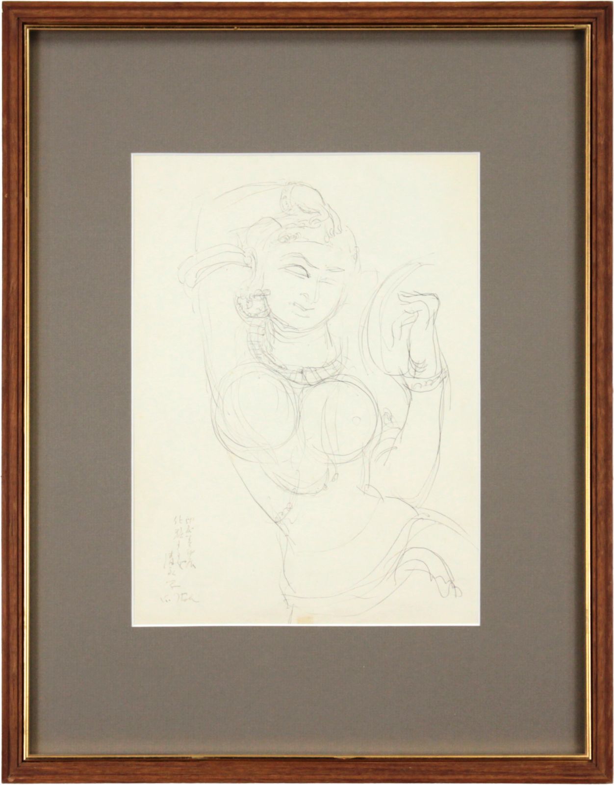 伊藤清永 印度美術展 化粧する女 デッサン画