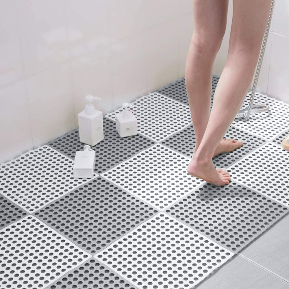 【色グレ6PCS+ホウイト6PCS】お風呂マット 浴槽 滑り止めマット 転倒防