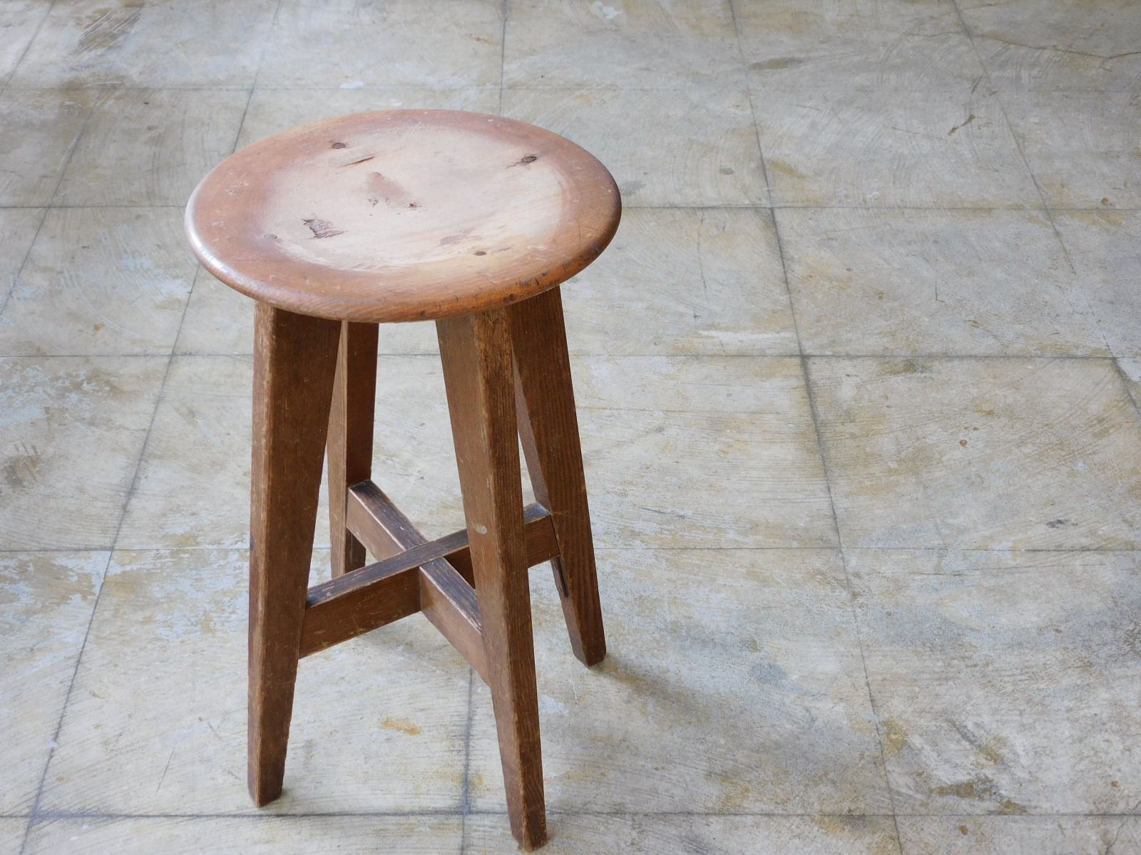 スツール 橅無垢材 台 古家具 古道具