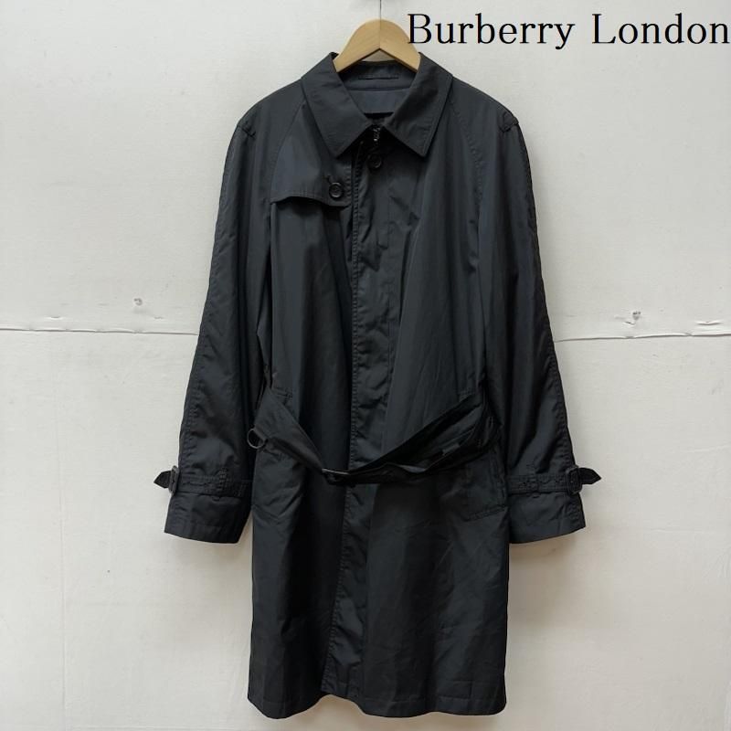 【Azulさん】BURBERRY LONDON ブラック トレンチコート ミッドレングス カシミア トレンチコート (ネイビー) - メンズ, ピュア