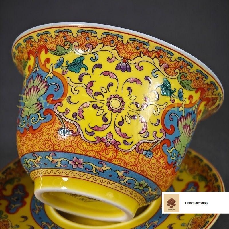 中国茶器 五彩花卉図紋三才蓋 煎茶器 茶道具 茶碗 新品未使用 中国茶器 五彩花卉図紋三才蓋 煎茶器 茶道具 茶碗 新品未使用