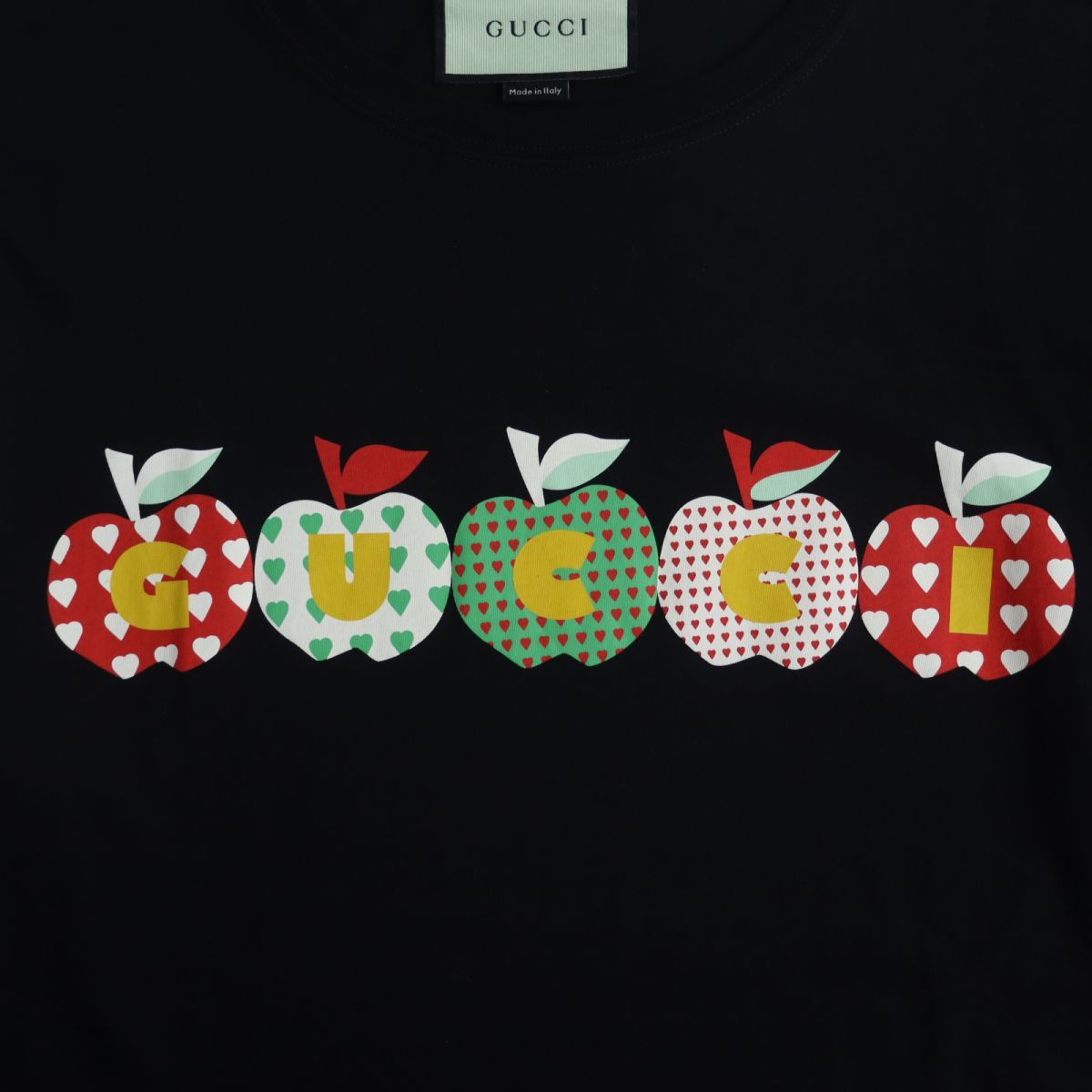 極美品○GUCCI グッチ 548334 ロゴアップル ハート クルーネック 半袖