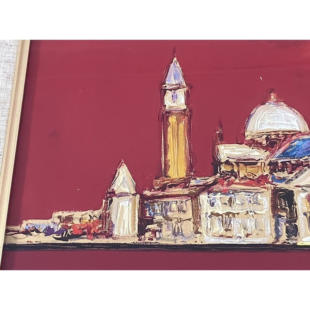 ベネチヤ」作:市村司 画題:花 F6 油絵 ヴェネツィア 風景画 中古