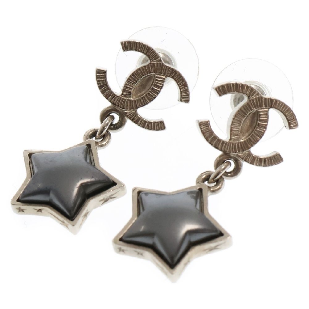 CHANEL シャネル ココマーク スター ピアス グレー A17B メタル シルバー アクセサリー