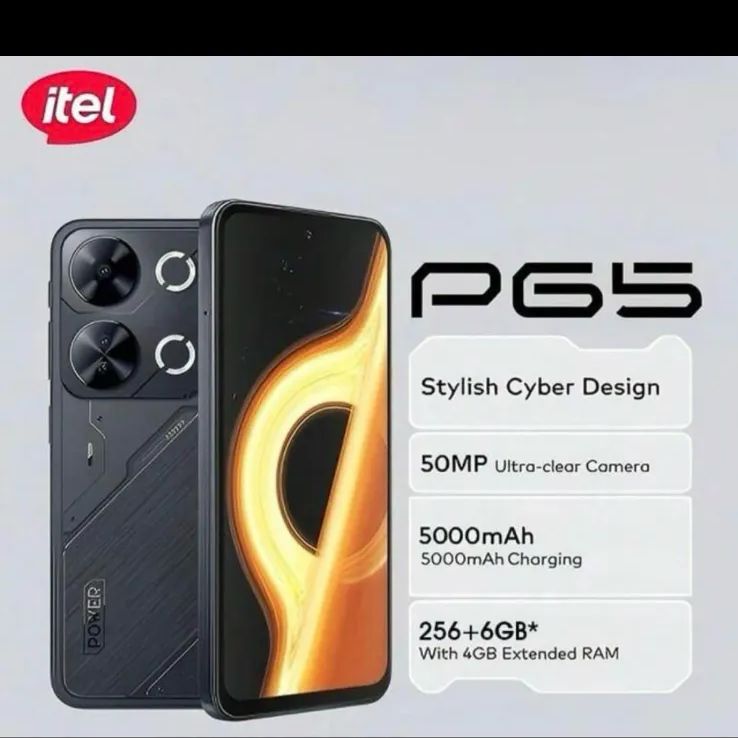 qualityItel P65 6GB+256GB Androidスマートフォン qualityItel P65 サイバーブラック、デュアルSIM、RAM 6GB+ROM