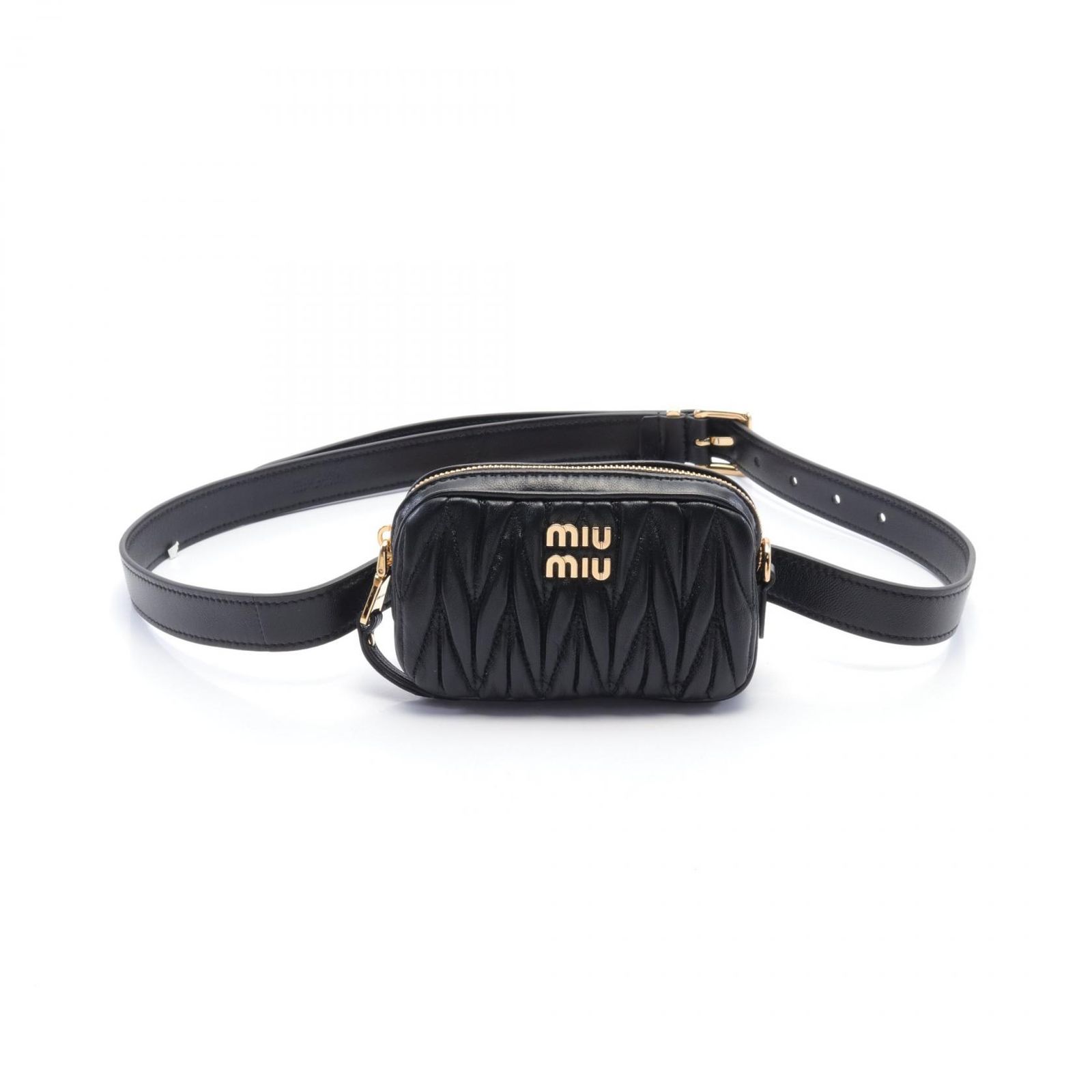 ミュウ ミュウ Miu Miu ウエストバッグ ボディバッグ MATELASSE マテラッセ 5CC5682FPPF0002 ブラック レザー ボディバッグ レディース