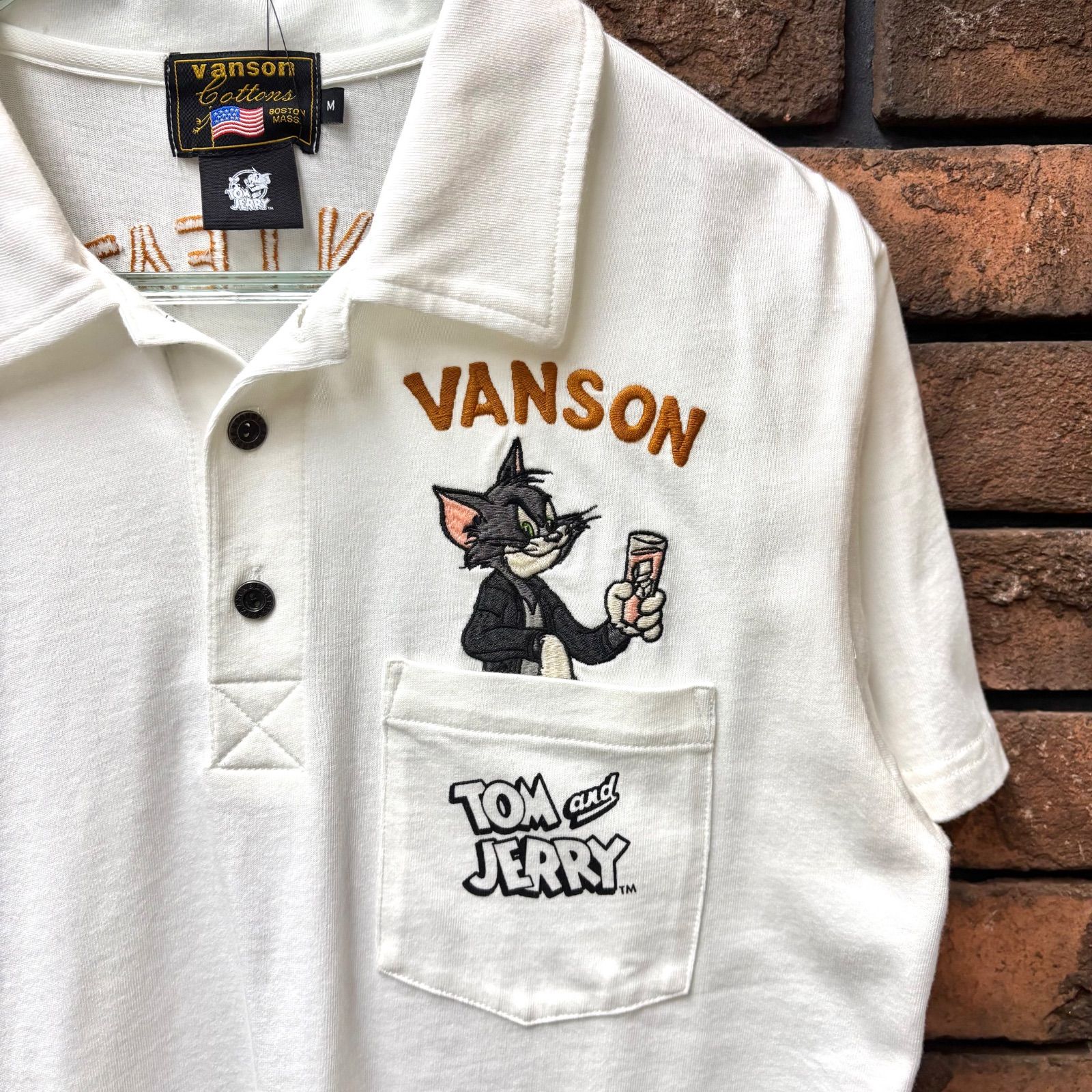 TOM&JERRYコラボ 】 天竺半袖ポロ アメリカンカー VANSON バンソン 