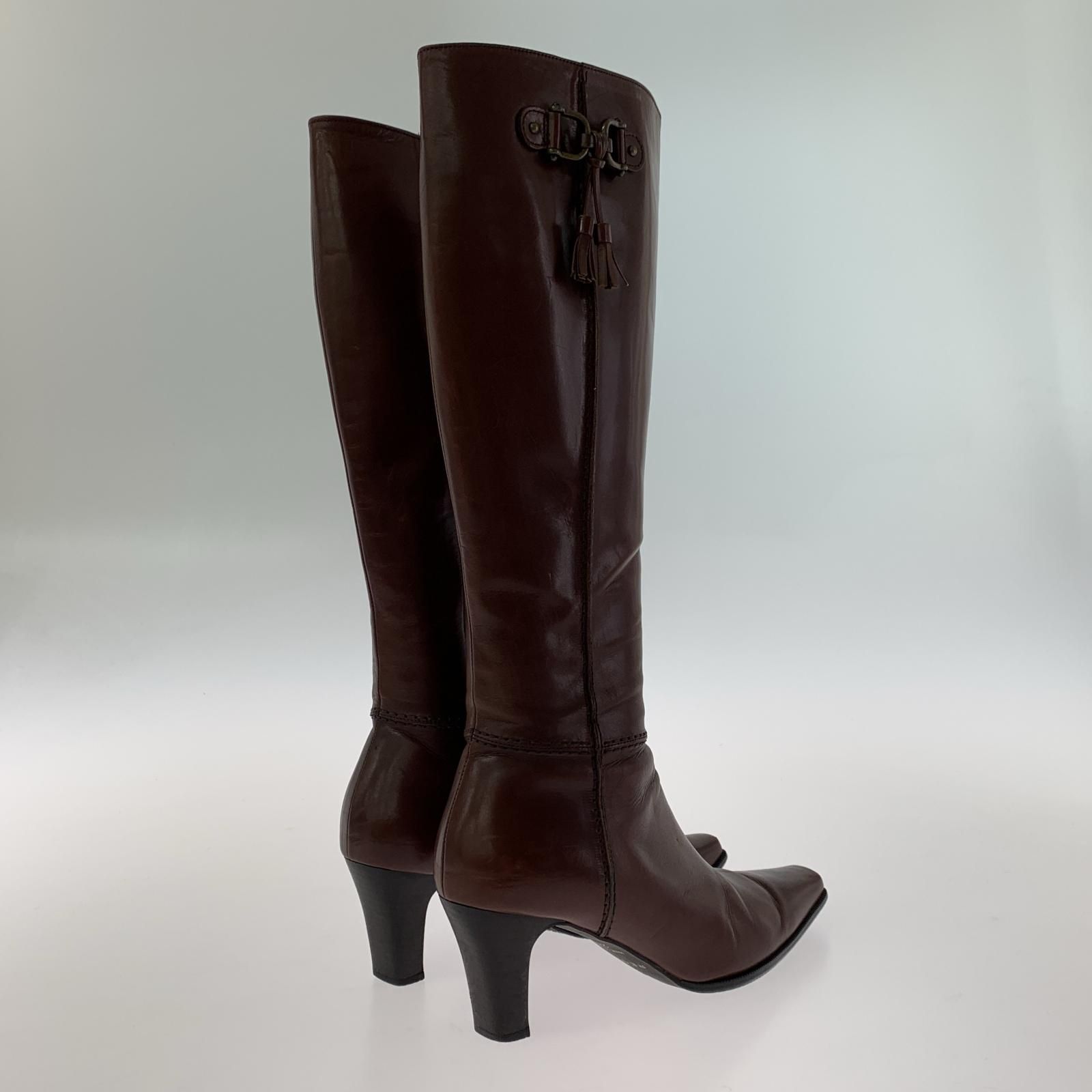 REGAL リーガル ロングブーツ ブラウン 23cm REGAL リーガル タッセル スクエアトゥ ロングブーツ size23 1/2