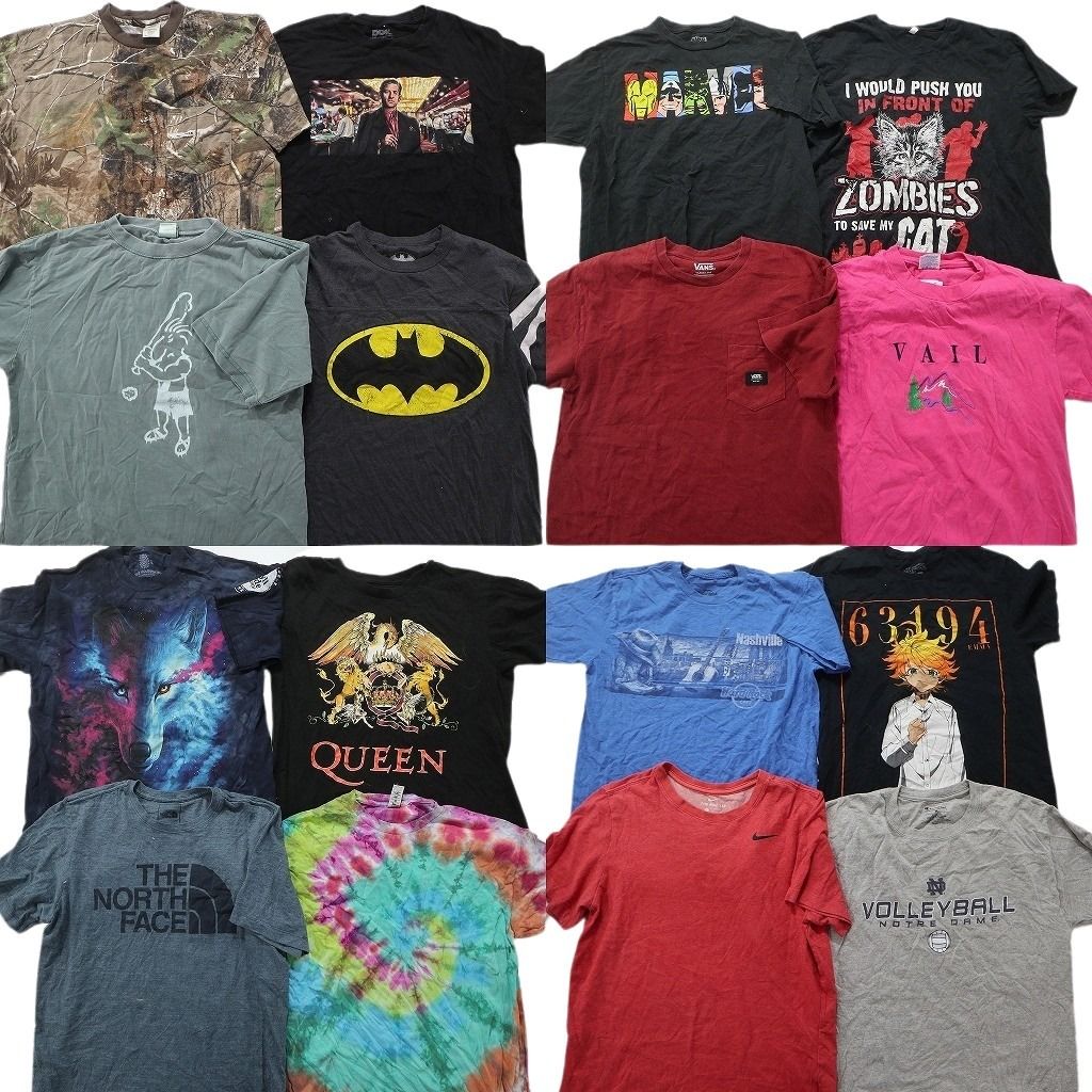 古着卸 まとめ売り 半袖Tシャツ 16枚セット (メンズ M ) 英字ロゴ クイーン アニマル タイダイ マーベル キャラクター MU2776