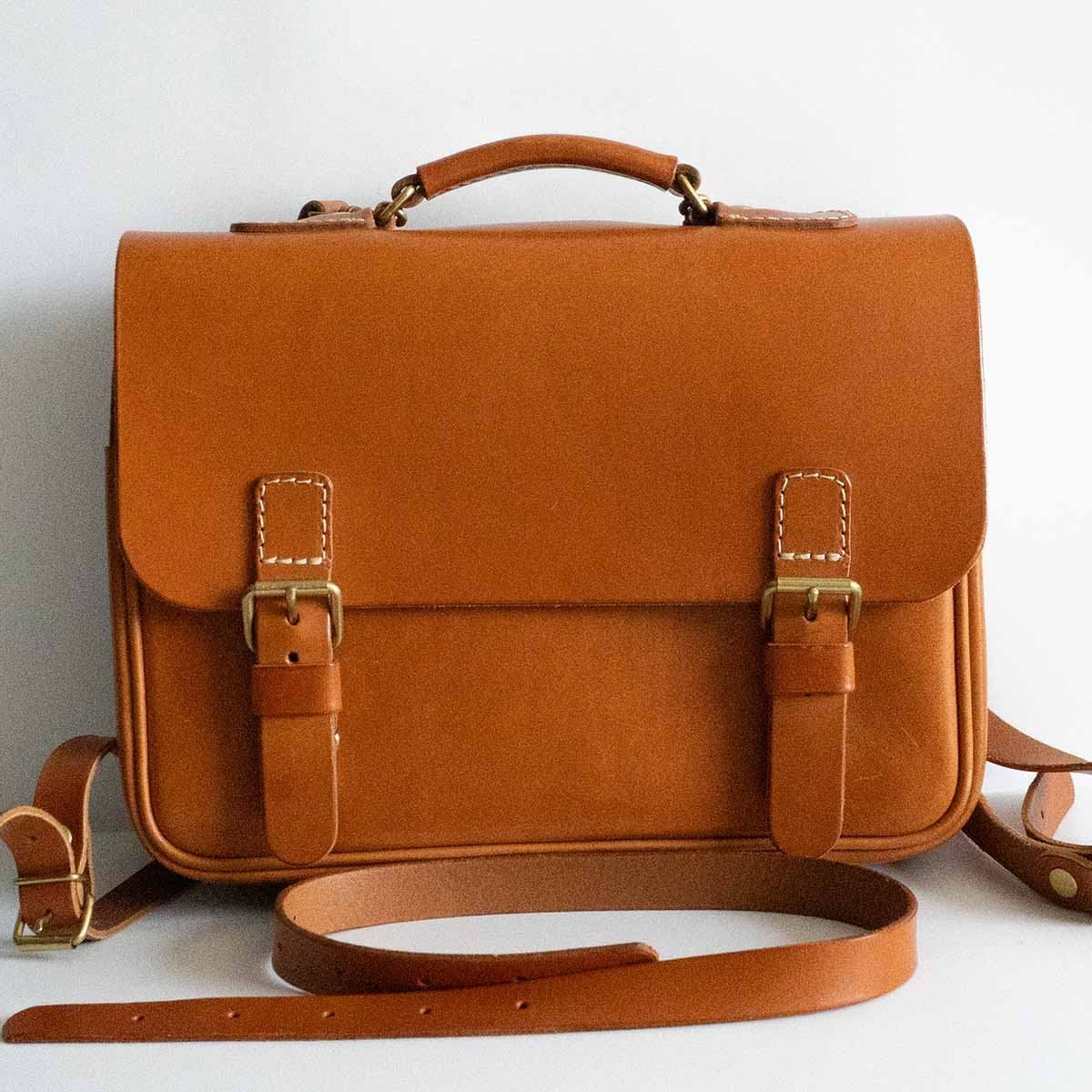 HERZ ヘルツ　3wayバッグ　Mサイズ　ブラウン 中古・古着通販】Herz (ヘルツ) 3WAYトラッドスクールバッグ