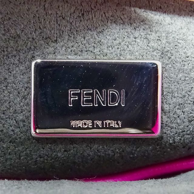 フェンディ FENDI バッグ レディース ブランド ピーカブー ショルダーバッグ  レザー マイクロ パープル 8M0355 無地 可愛い 小さめ コンパクト 肩がけ おでかけパープル素材