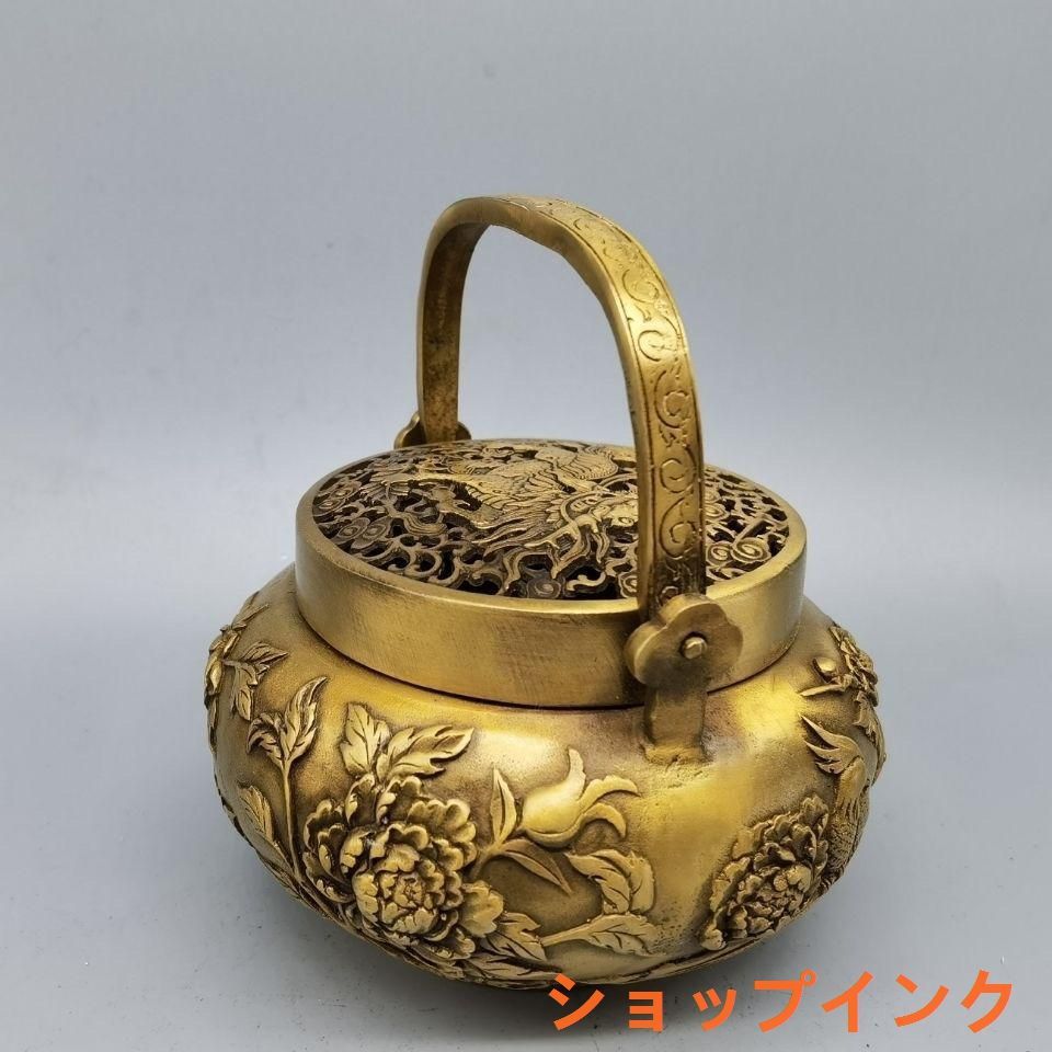 銅器 蘭花暖手炉 手提げ炉 香炉 茶道檀香炉 装飾品 工芸品 置物 銅器 香炉 龍鳳薫香炉 盤香炉 茶道香炉 装飾品 工芸品 置物