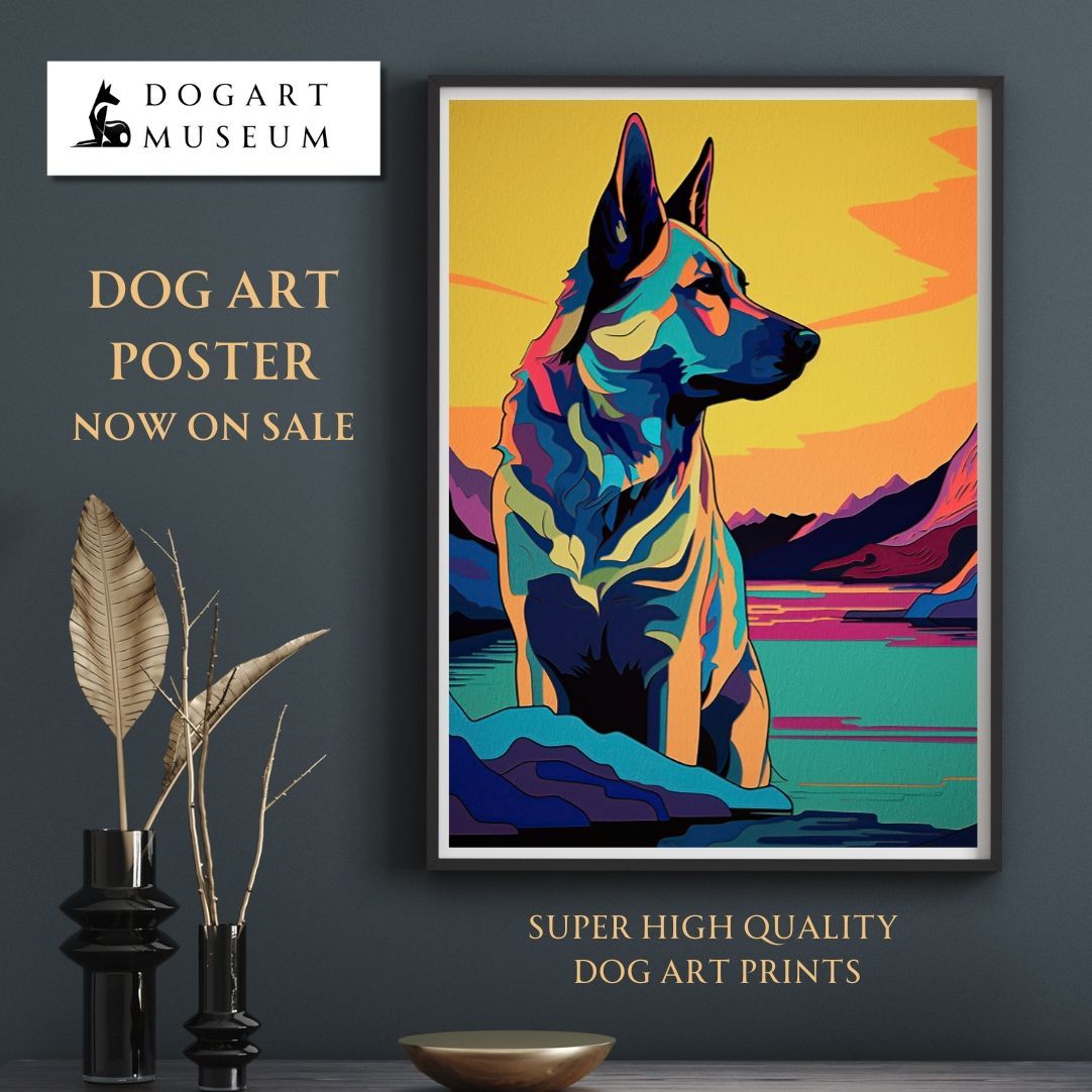 ワンダフルライフ - ジャーマンシェパード犬 No.3】アートポスター 犬の絵 犬の絵画 犬, image size:1082x1082