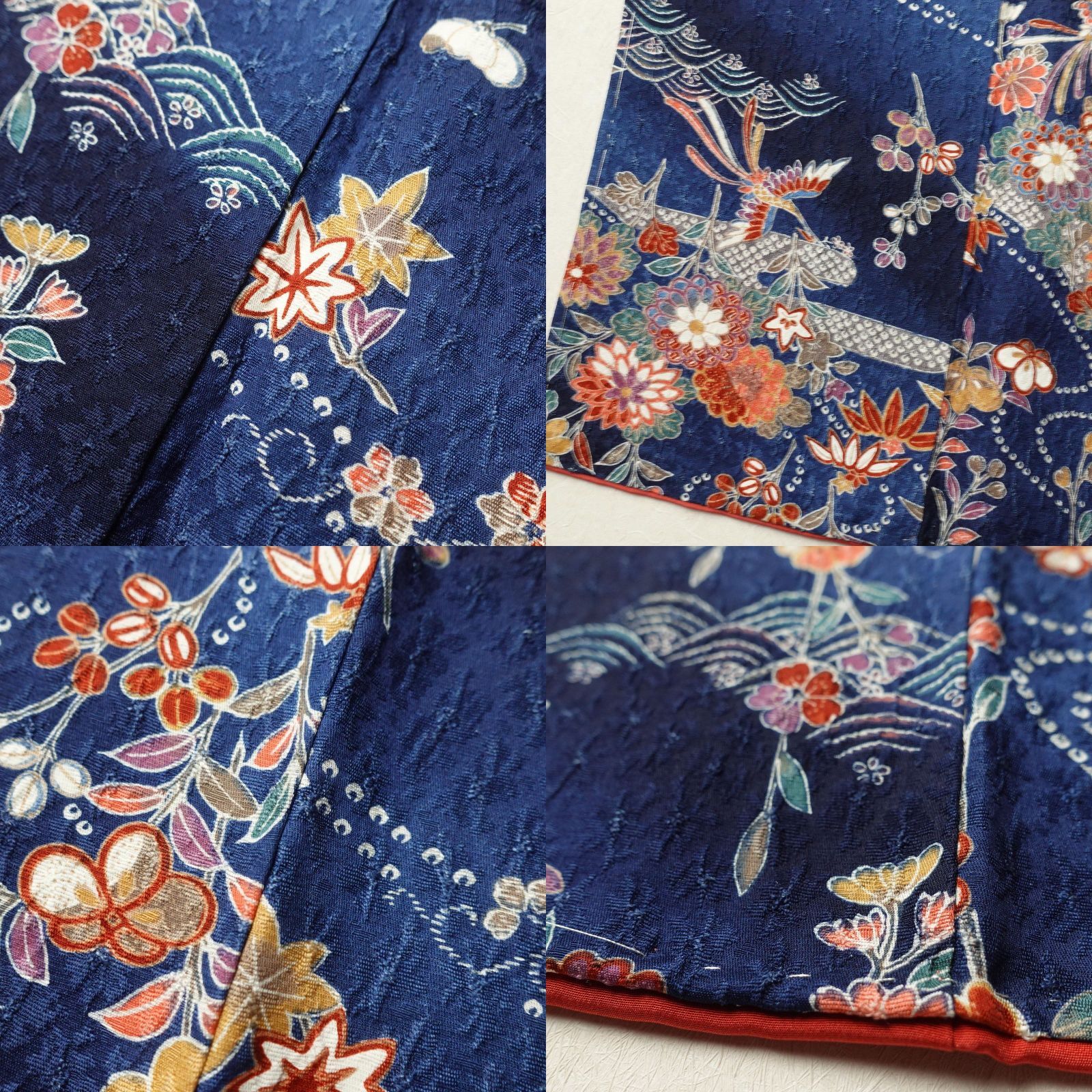 中古 小紋 美品 しつけ糸付き 正絹 古典柄 袷仕立て 青・紺 - メルカリ