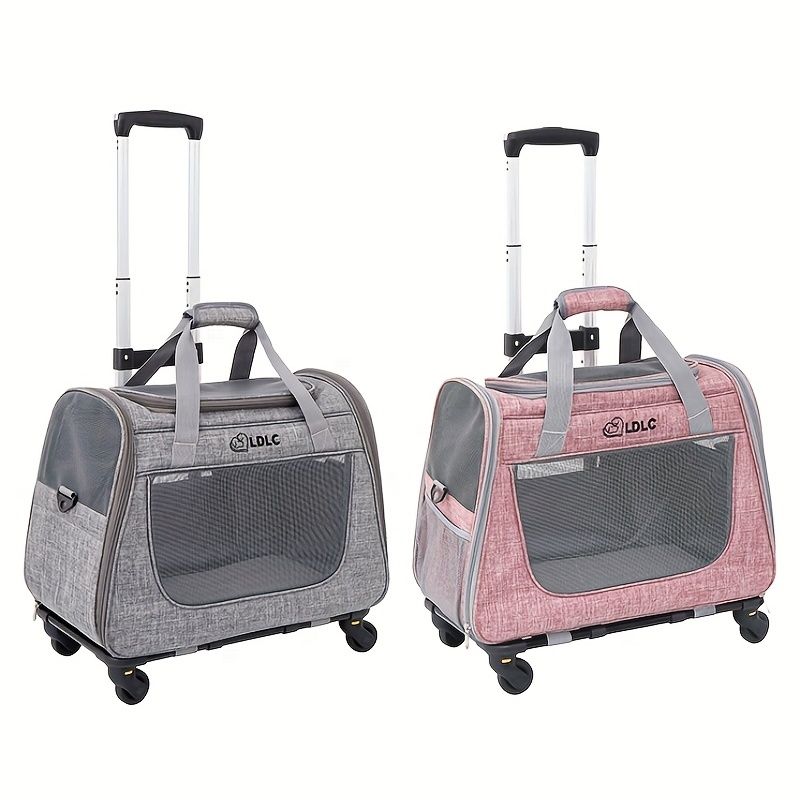 2-in-1 トロリー ペット キャット バッグ 毛皮で覆われたお友達のための車輪付きの究 の猫キャリアです