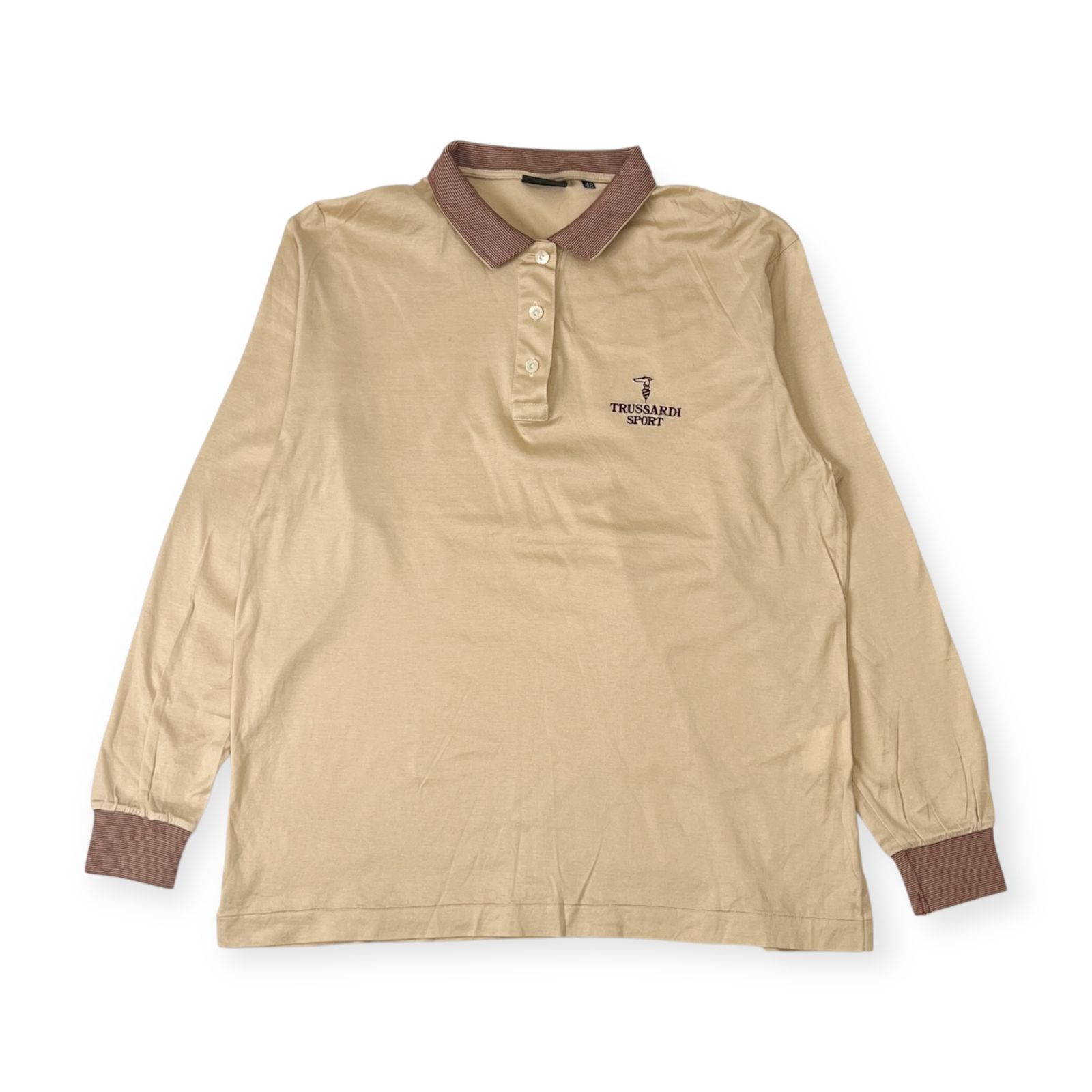 【新品未使用】TRUSSARDI トラサルディ　長袖ポロシャツ 42 Mサイズ TRUSSARDI SPORT トラサルディ スポーツ 長袖ポロシャツ 42/ベージュ系