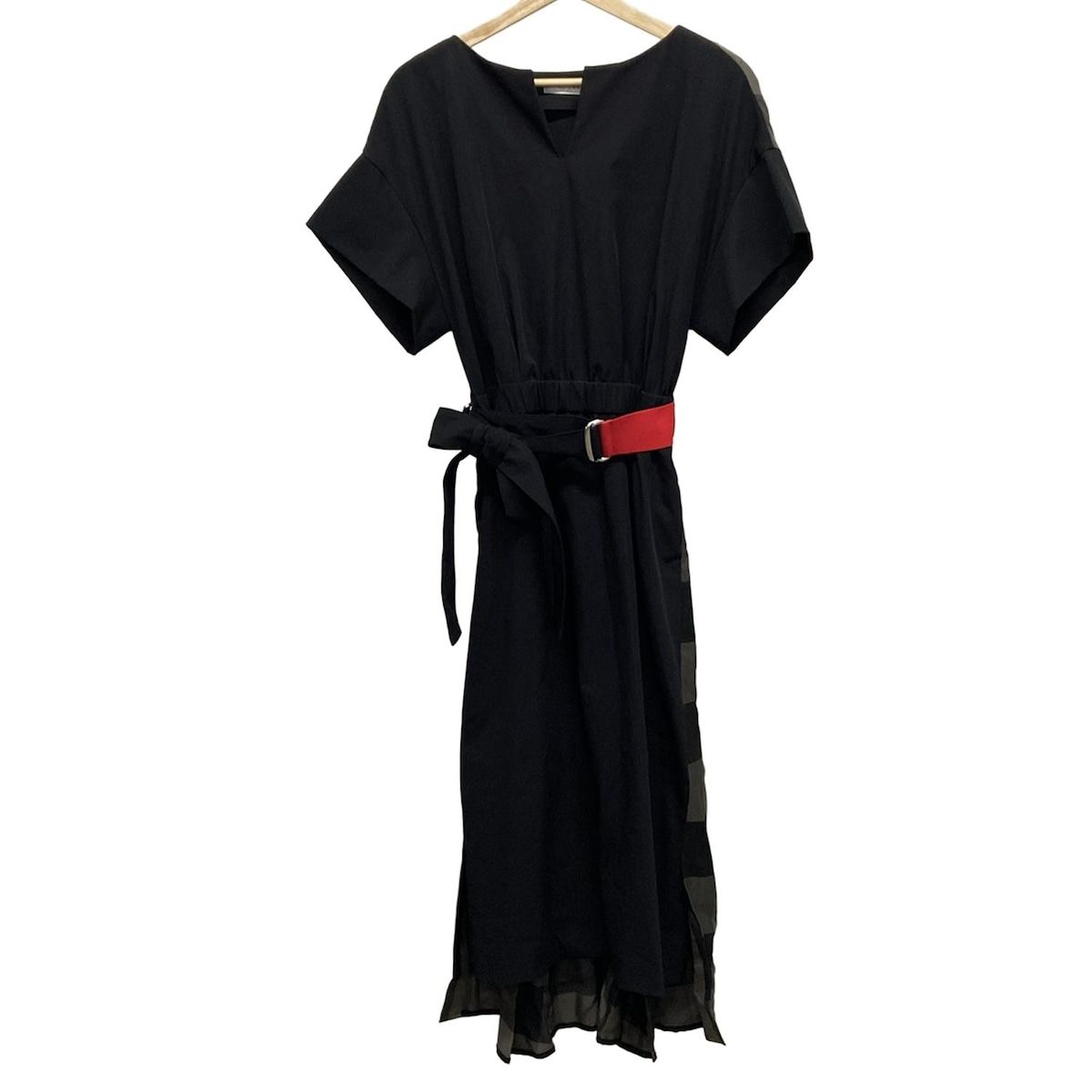 ADORE アドーア ワンピース サイズ36 S レディース - 黒×グレーベージュ その他 襟|半袖|ロング|チェック柄