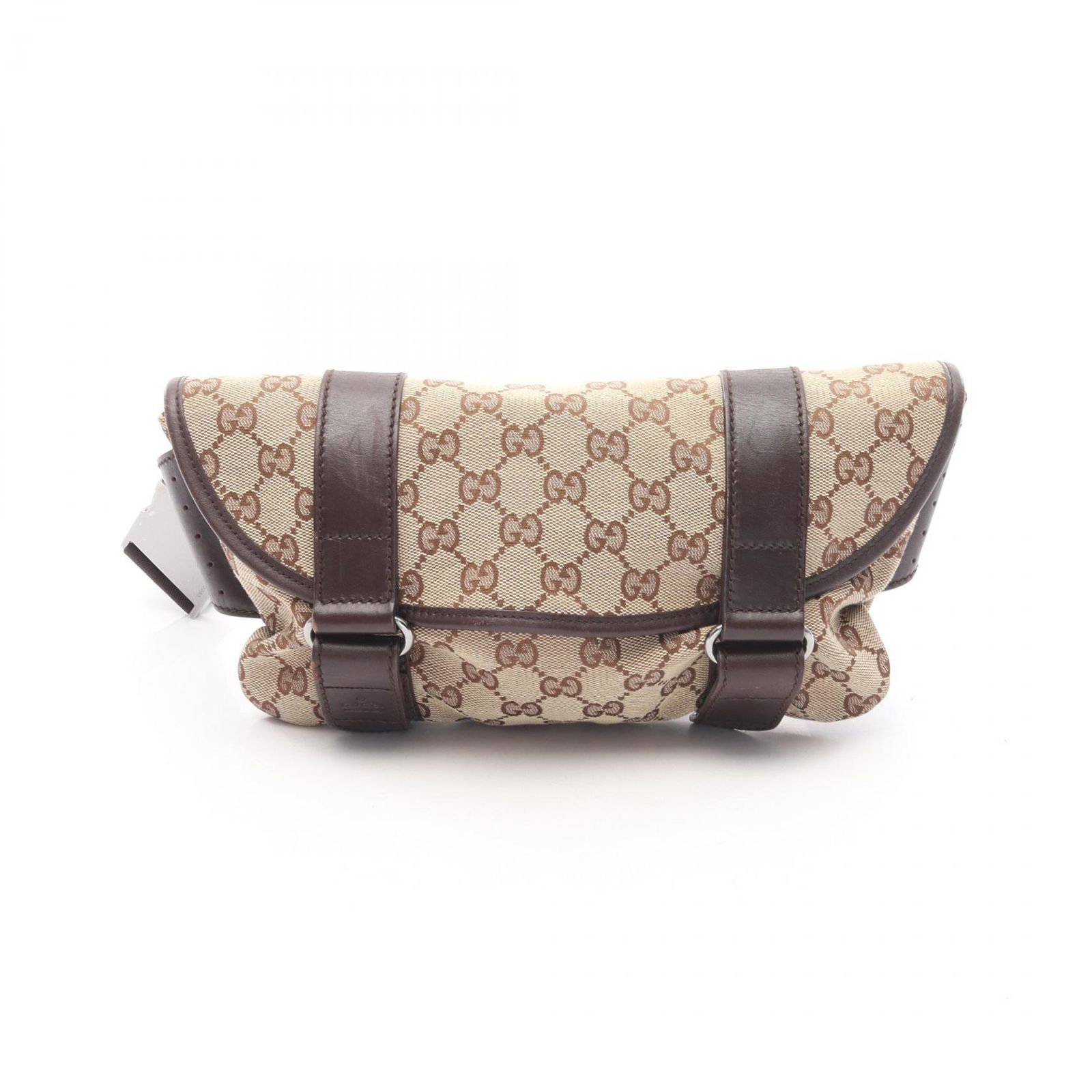 グッチ GUCCI ウエストバッグ GGキャンバス 145851 ベージュ|ブラウン キャンバス レザー ボディバッグ ユニセックス Used B