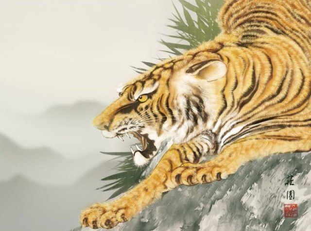 種類2：f6 額絵 有馬荘園 猛虎 f8・f6・f4サイズ 現代日本画