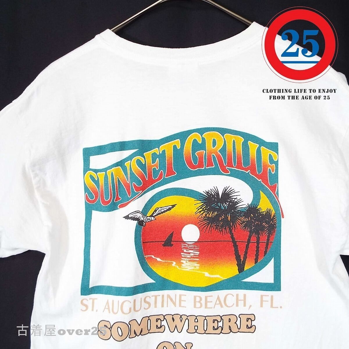 大判プリント】Mサイズ｜Hanes SUNSET GRILLE BEACH FL