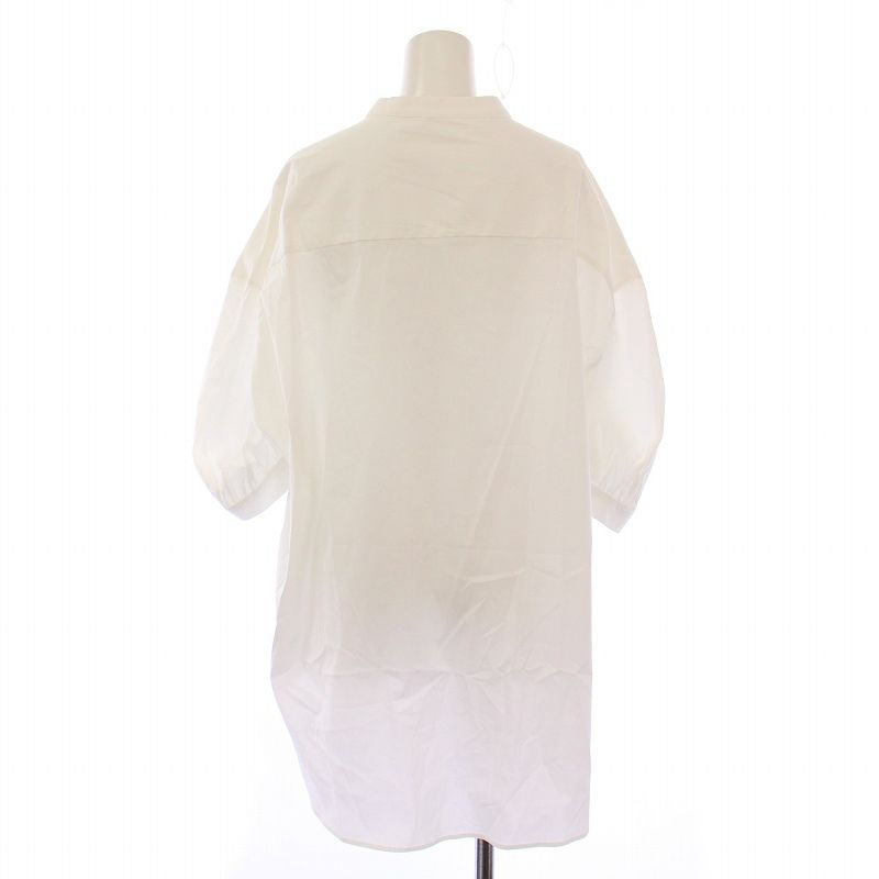 ソージュ soeju シャツ ブラウス 半袖 バンドカラー 無地 F 白