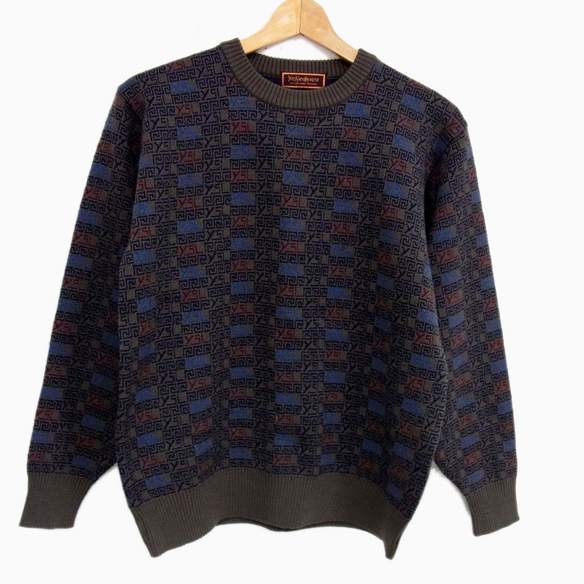 ◇Yves Saint Laurent Tricots pour Homme ニットセーター 総柄 ロゴ  