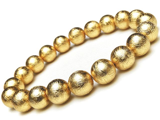 ムオニナルスタ隕石 メテオライト ゴールド 丸玉ブレス 10mm No.7 1点もの | 51-4 ME10BS7