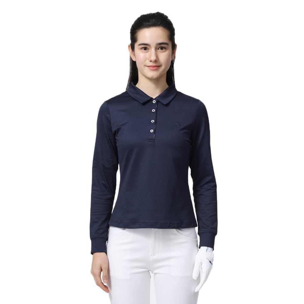 Size S_Color ネイビー フットジョイ ゴルフシャツ リブニット長袖ストレッチシャツ レディース ネイビー