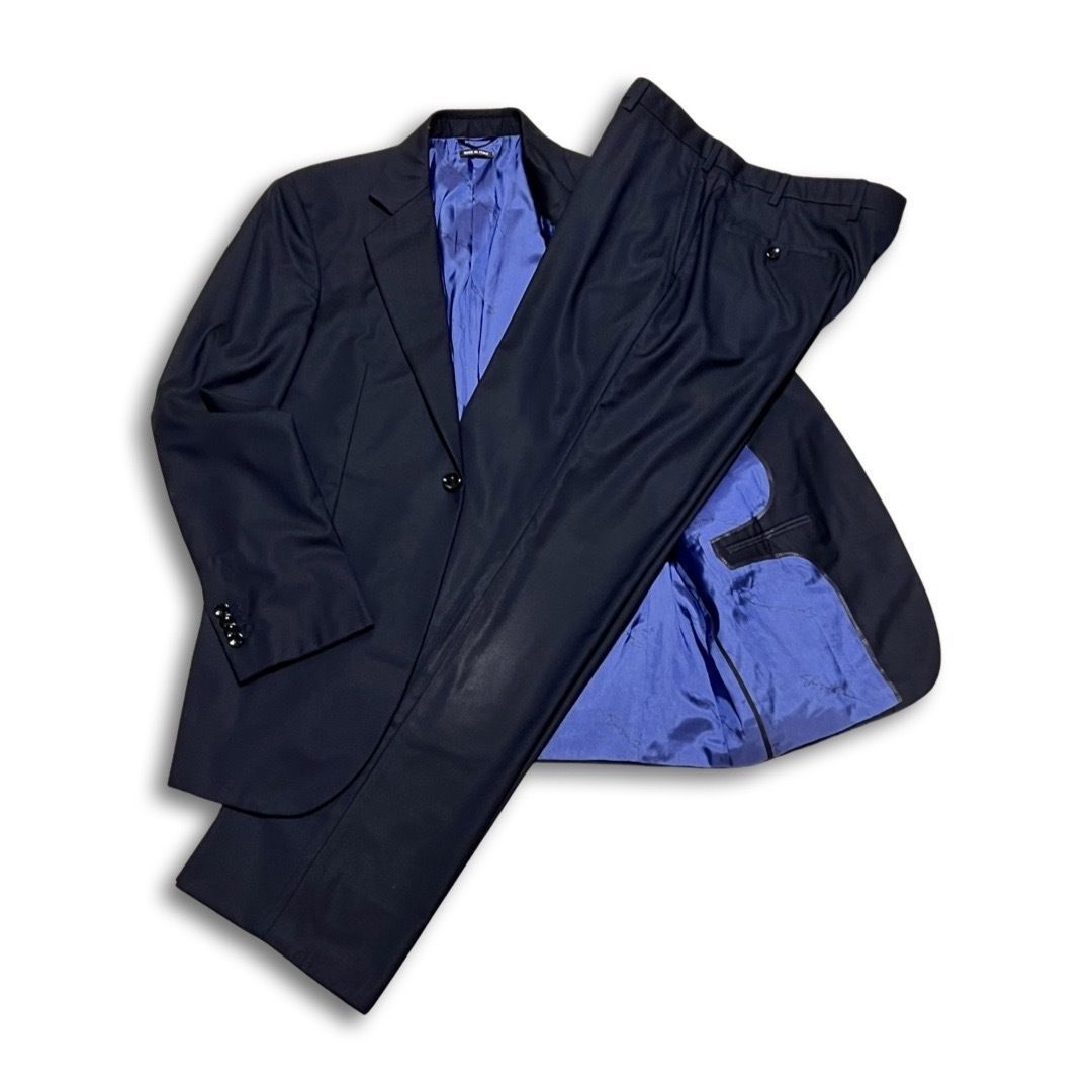 GIORGIO ARMANI ジョルジオ アルマーニ 1B シングルブレスト ジャケット スーツ 無地 ネイビー size 52 メンズ シルク混  0EGN10 0E775 低価大得価 ￥53466