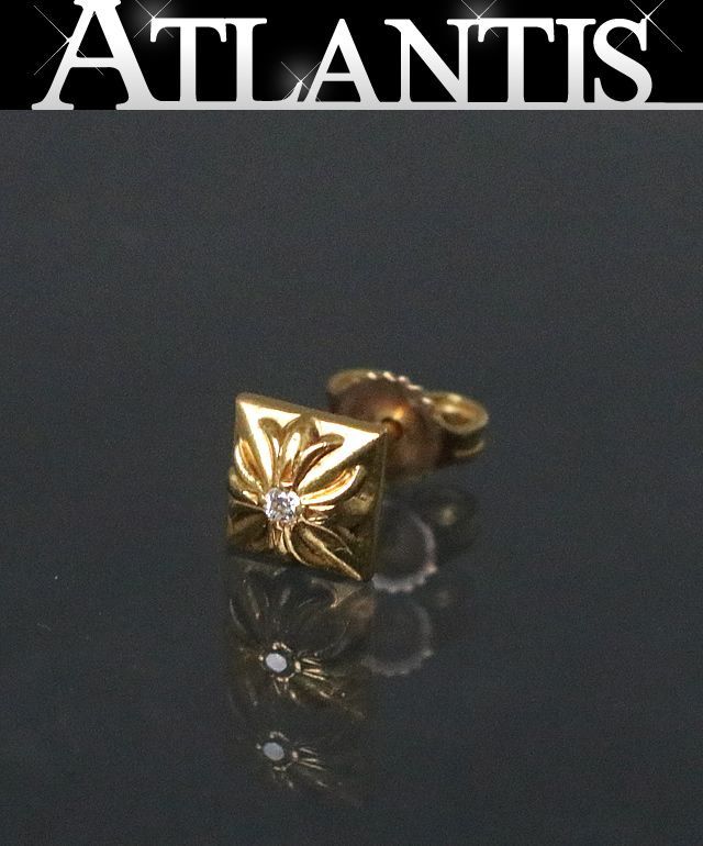 ピラミッドスタッズ スタッド ピアス 1P パヴェダイヤ 22K