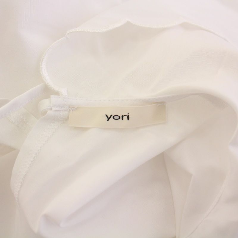 ヨリ yori 23SS スカラップカラーティアードブラウス シャツ ノースリーブ フレア F 白 ホワイト YR21-23064SM /BB レディース ヨリ yori 23SS スカラップカラーティアードブラウス シャツ