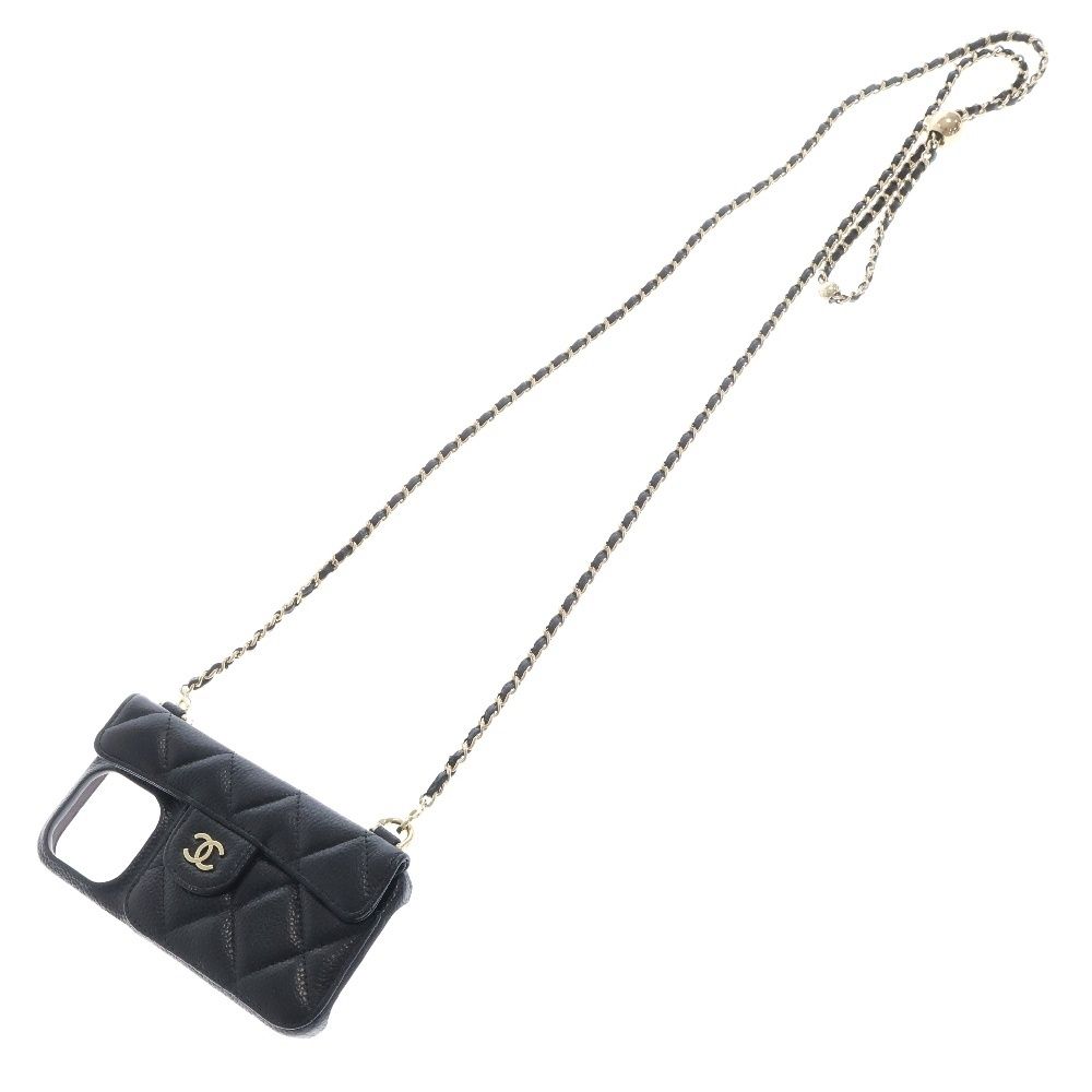 CHANEL (シャネル) iPhone15Pro アイフォン キャビアスキン レザー  