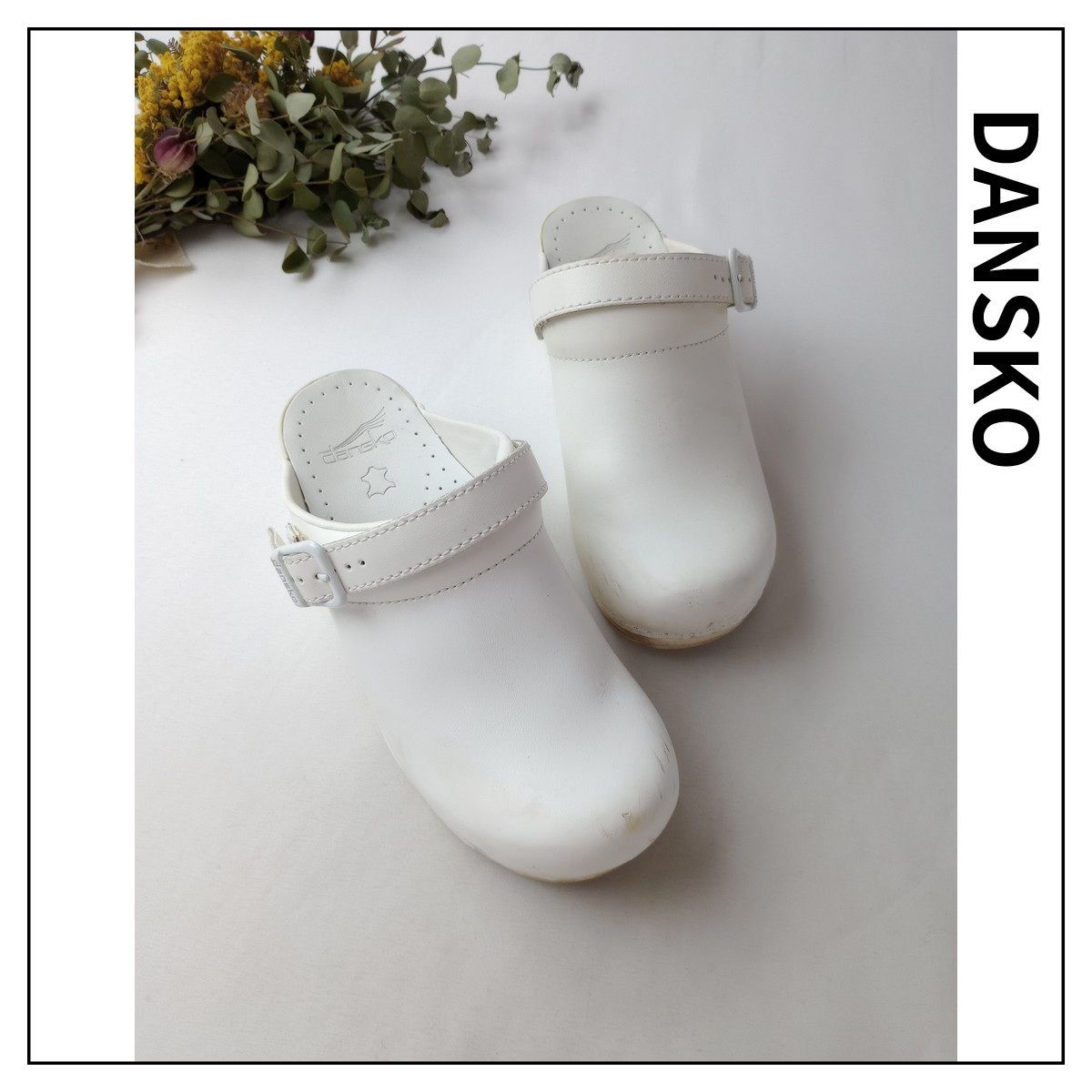 ダンスコ　dansko イングリッド　本革レザー　サンダル　スリッポン 37 白 DANSKO ダンスコ イングリッド サボ レザー シューズ 37 白