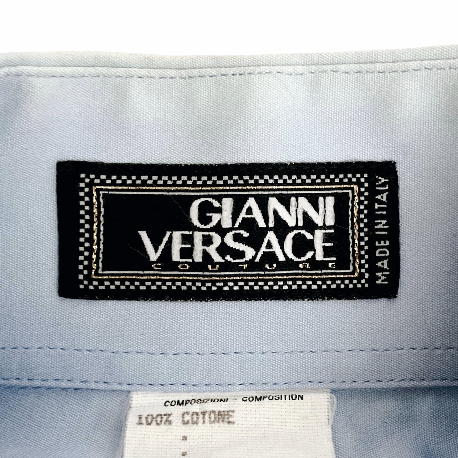 GIANNI VERSACE ジャンニ ヴェルサーチ グレカ刺繡 コットン 長袖